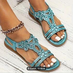 Othr Turquoise Embellished Sandals